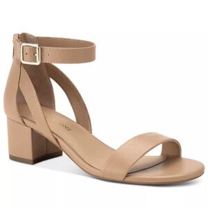 Sun + Stone Tan Ankle Strap Heels
